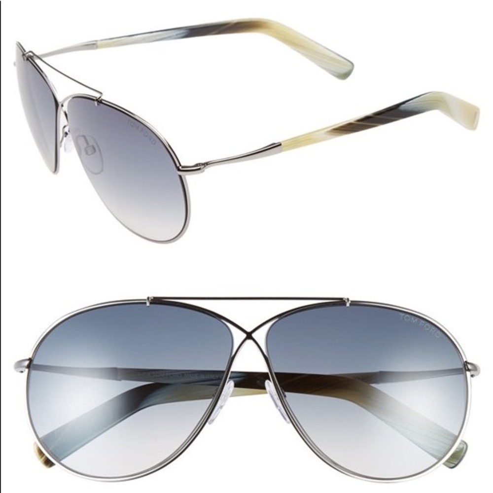Tom Ford Eva Gunmetal Horn Gradient Sunglasses